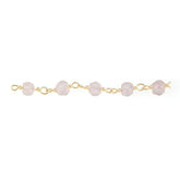 CHG-121-RQ 18K Gold Overlay Beading & Extender Rose Quartz Chain Beads Bali Designs Inc